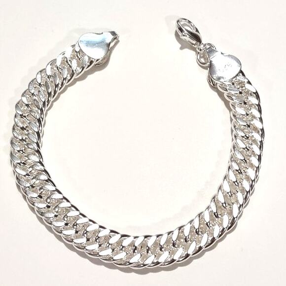 925 Double Chain Bracelet Thick Sterling Silver Christmas Birthday Gift New!!!